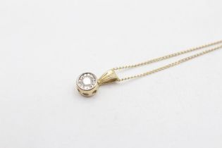 9ct Gold Diamond Solitaire Pendant Necklace (0.8g)