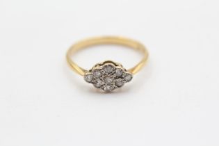 18ct Gold Art Deco Single Cut Diamond Set Marquise Shaped Cluster Ring (1.9g) Size K½