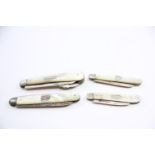 4 x Antique Hallmarked .925 STERLING SILVER Knives w/ MOP Handle (111g) // In antique condition