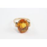 9ct Gold Vintage Synthetic Yellow Sapphire Cocktail Ring (5.6g) Size Q