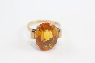 9ct Gold Vintage Synthetic Yellow Sapphire Cocktail Ring (5.6g) Size Q