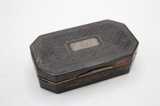 Antique Victorian Tortoiseshell Plique Snuff Box w/ .850 Silver Inlay (61g) // w/ XRF Tested .850