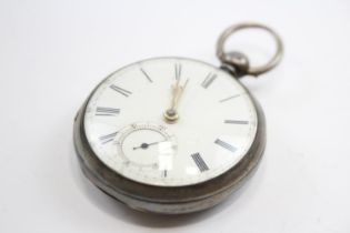 STERLING SILVER Antique Men's Fusee POCKET WATCH Key-Wind WORKING // Antique STERLING SILVER Men's