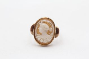 9ct Gold Vintage Cameo Shell Portrait Ring (2.5g) Size I