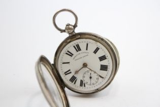 STERLING SILVER Men's Vintage Open Face POCKET WATCH Key-Wind WORKING // STERLING SILVER Men's