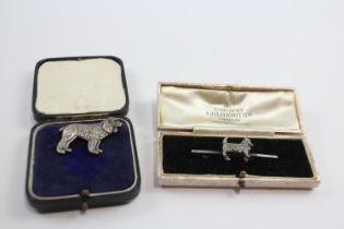 Two Vintage Silver Dog Brooches (16g) //