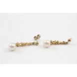9ct Gold Vintage Pearl Drop Earrings (2.4g)