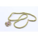 9ct Gold Amethyst, Peridot & Tanzanite Cross Pendant Necklace (6.7g)