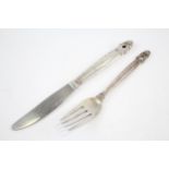 Vintage Georg Jensen .925 Denmark Sterling Silver Knife & Fork Set (125g) // Length: Fork - 19cm