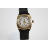 J. W. BENSON Men's 9ct GOLD Vintage Trench Style WRISTWATCH Hand-wind WORKING // J. W. BENSON Men'