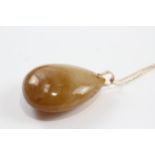 9ct Rose Gold Antique Agate Teardrop Pendant And Chain (37.3g)