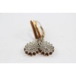9ct Gold Vintage Diamond Set Cluster Drop Earrings (2.7g)