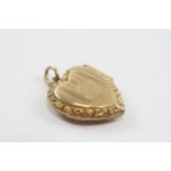 9ct Gold Victorian Chased And Engine Turned Heart Shaped Locket (4.6g)