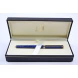 DUNHILL Blue Lacquer Fountain Pen w/ 14ct Gold Nib WRITING In Original Box Etc // Dip Tested &