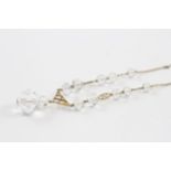 9ct Gold Art Deco Faceted Rock Crystal Bead Necklace (8.4g)