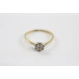 18ct Gold & Platinum Vintage Diamond Cluster Ring (1.4g) Size L