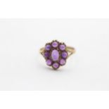 9ct Gold Vintage Amethyst Cabochon Cluster Ring (2g) Size O