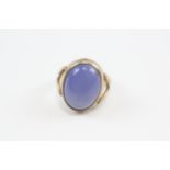 9ct Gold Vintage Blue Chalcedony Cocktail Ring (6.4g) Size H