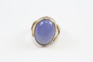9ct Gold Vintage Blue Chalcedony Cocktail Ring (6.4g) Size H