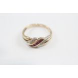 9ct Gold Diamond And Ruby Twist Ring (1.8g) Size M 1/2