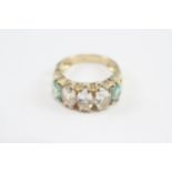 9ct Gold Goshenite & Blue Gemstone Five Stone Dress Ring (4.8g) Size N