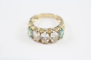 9ct Gold Goshenite & Blue Gemstone Five Stone Dress Ring (4.8g) Size N