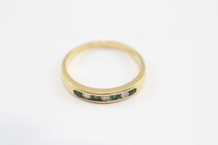 18ct Gold Emerald & Diamond Channel Setting (2.4g) Size N