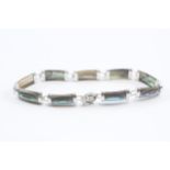 9ct White Gold Rainbow Abalone Shell Panel Bracelet (8.5g)