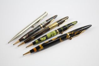 5 x Vintage SHEAFFER Propelling Pencils Inc Gold Plate Banding, Lacquer Etc // UNTESTED In vintage