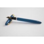 Vintage SHEAFFER Snorkel Blue FOUNTAIN PEN w/ 14ct Gold Nib WRITING // w/ Personal Engraving Etc Dip