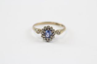 9ct Gold Sapphire & Diamond Dress Ring (1.8g) Size M 1/2
