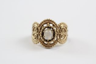 9ct Gold Moonstone Ornate Open Work Ring (3.5g) Size K