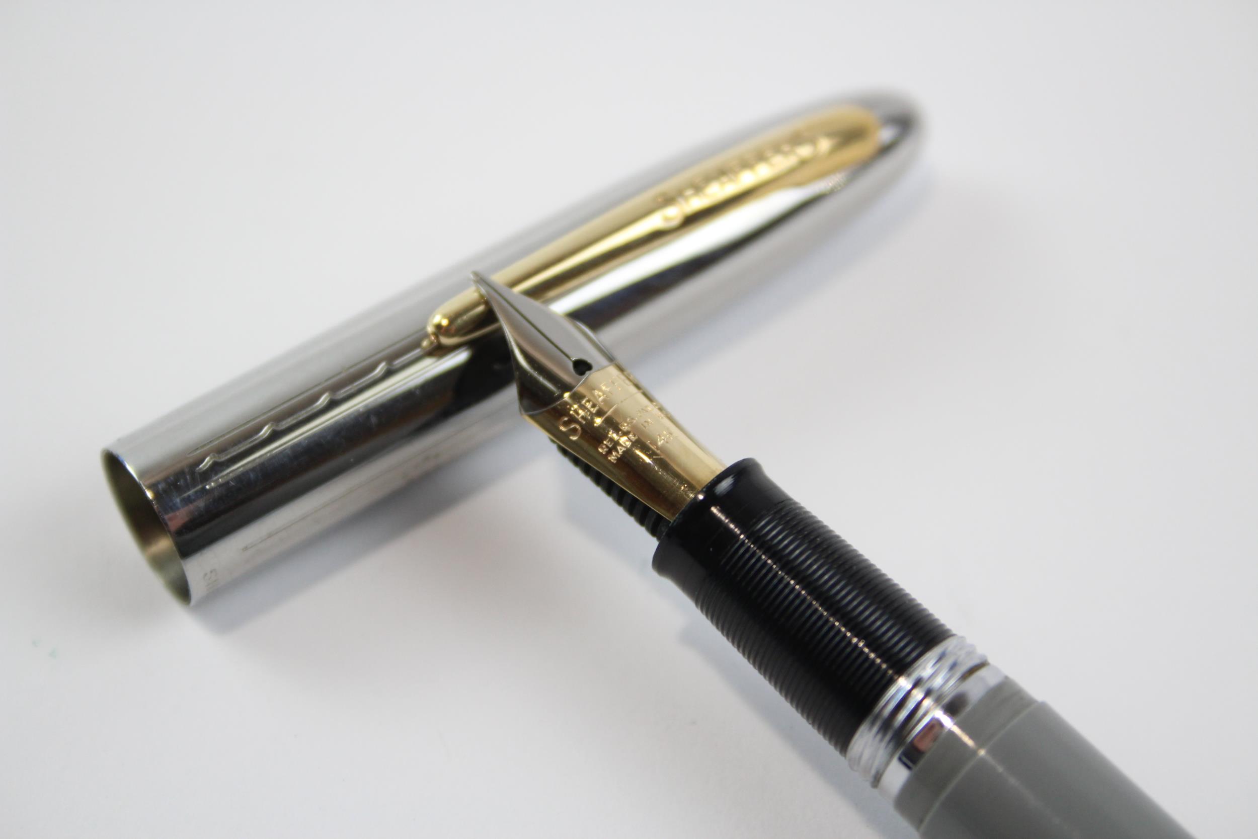 Vintage SHEAFFER Snorkel Grey FOUNTAIN PEN w/ 14ct Gold Nib WRITING // Dip Tested & WRITING In - Image 3 of 4