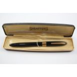 Vintage SHEAFFER Snorkel Black FOUNTAIN PEN w/ Steel Nib WRITING Boxed // Dip Tested & WRITING In