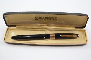 Vintage SHEAFFER Snorkel Black FOUNTAIN PEN w/ Steel Nib WRITING Boxed // Dip Tested & WRITING In