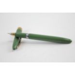 Vintage SHEAFFER Snorkel Green FOUNTAIN PEN w/ Gold Plate Nib WRITING // Dip Tested & WRITING In