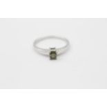 9ct White Gold Enhanced Green Diamond Single Stone Ring (1.8g) Size N