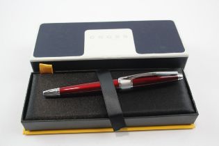 CROSS Apogree Red Lacquer Fountain Pen w/ 18ct White Gold Nib WRITING Boxed // CROSS Apogree Red