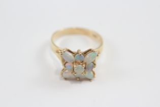 14ct Gold Opal Starburst Ring (3.7g) Size L