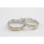 9ct White And Yellow Gold Hoop Earrings (2.4g)