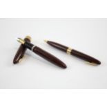 Vintage SHEAFFER Balance Brown FOUNTAIN PEN w/ 14ct Gold Nib, Pencil Etc // Dip Tested & WRITING