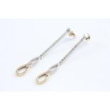 9ct Yellow & White Gold Diamond Infinity Knot Drop Earrings (3.4g)