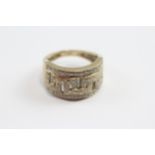 9ct Gold Diamond Set Greek Key Pattern Ring (5.5g) Size N