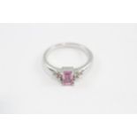 14ct White Gold Pink Sapphire & Diamond Cluster Dress Ring (3.5g) Size N