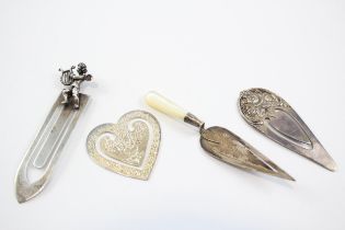 4 x Vintage .925 STERLING SILVER Bookmarks / Letter Openers Inc Cherub (34g) // In vintage condition