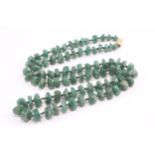 9ct Gold Clasp Vintage Aventurine Quartz Beads Single Strand Necklace (100.4g)