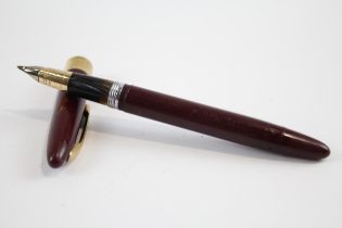 Vintage SHEAFFER Snorkel Burgundy FOUNTAIN PEN w/ 14ct Gold Nib WRITING // Dip Tested & WRITING In