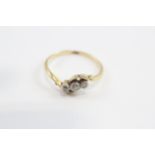 18ct Gold Old Cut Diamond Three Stone Ring (1.8g) Size M