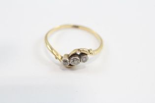 18ct Gold Old Cut Diamond Three Stone Ring (1.8g) Size M