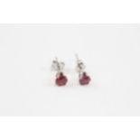 14ct White Gold Ruby Stud Earrings (0.4g)